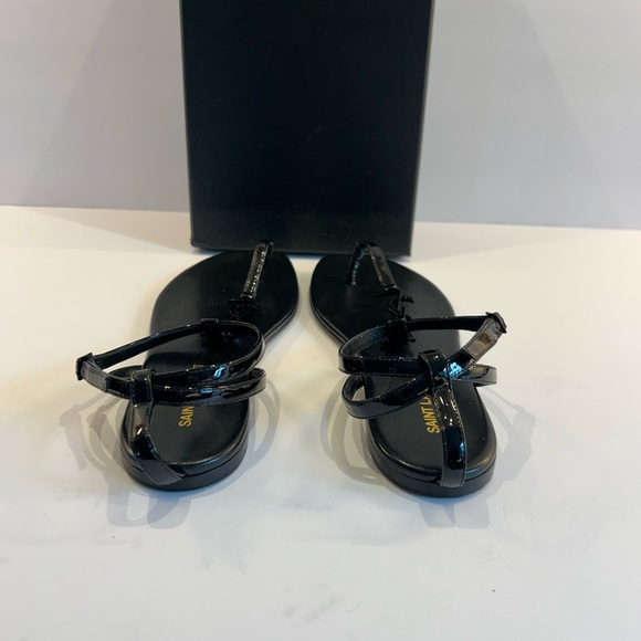 Saint Laurent Black Leather Sandals